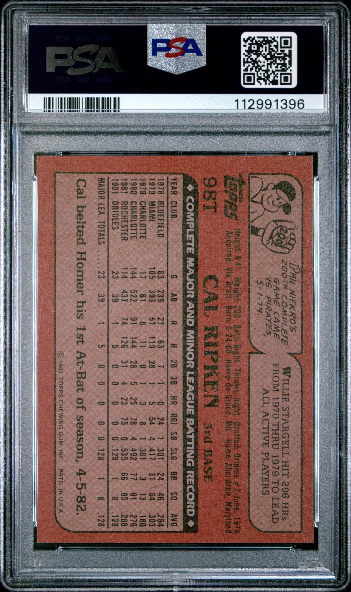 1982 Topps Traded Cal Ripken #98T PSA 7