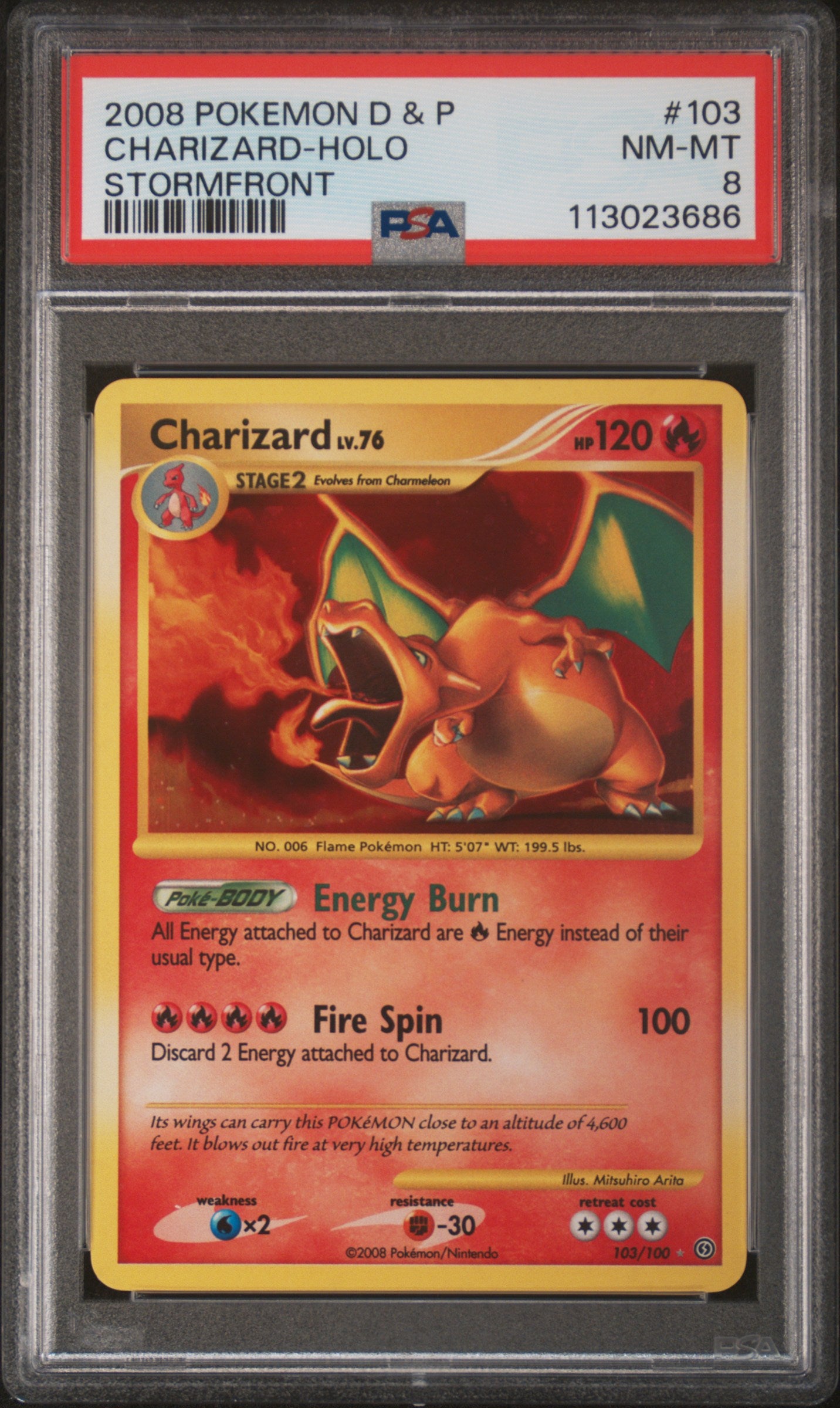 2008 Pokemon Diamond and Pearl Stormfront Holo Charizard #103 PSA 8