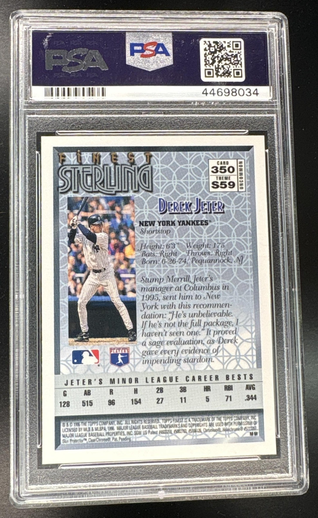 1996 Finest Derek Jeter #S350 PSA 10