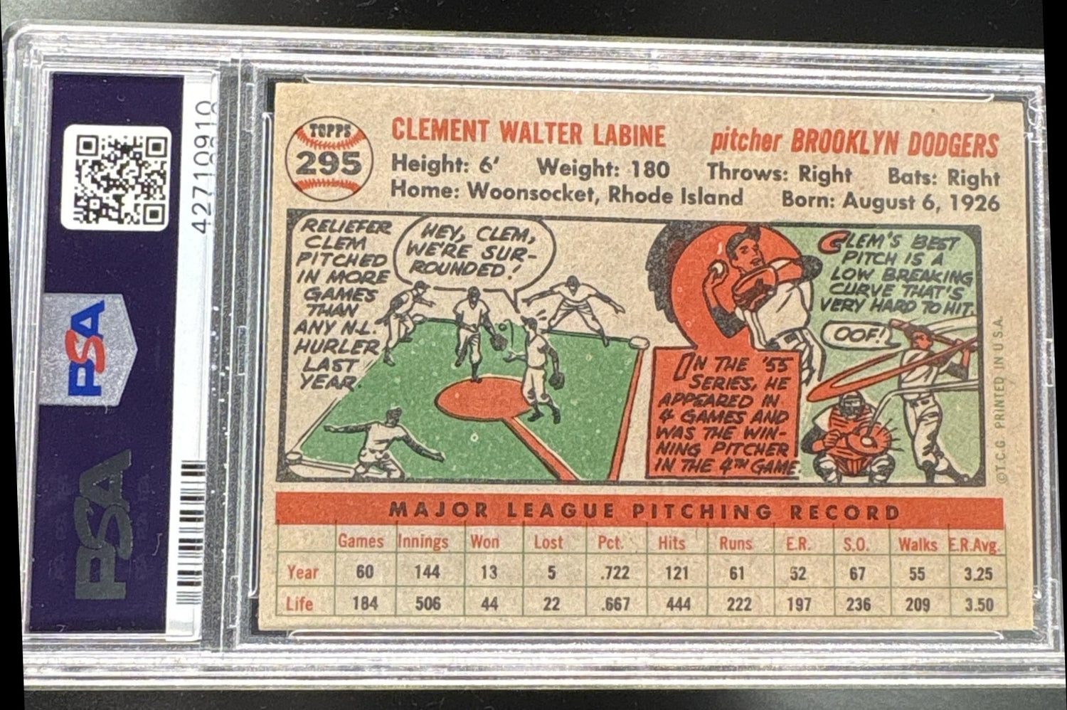1956 Topps Clem Labine #295 PSA 6