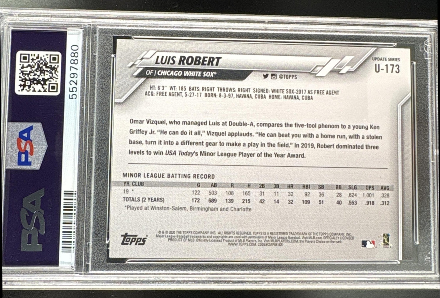 2020 Topps Update Variation, SP Luis Robert #U173A PSA 10