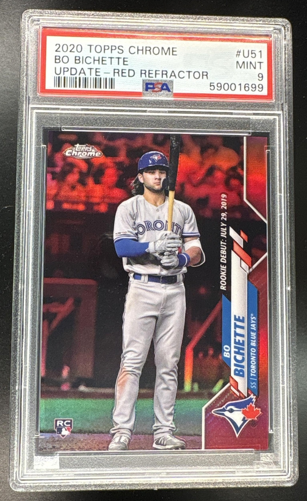 2020 Topps Chrome Update Red Refractor Bo Bichette #U51 /25 PSA 9