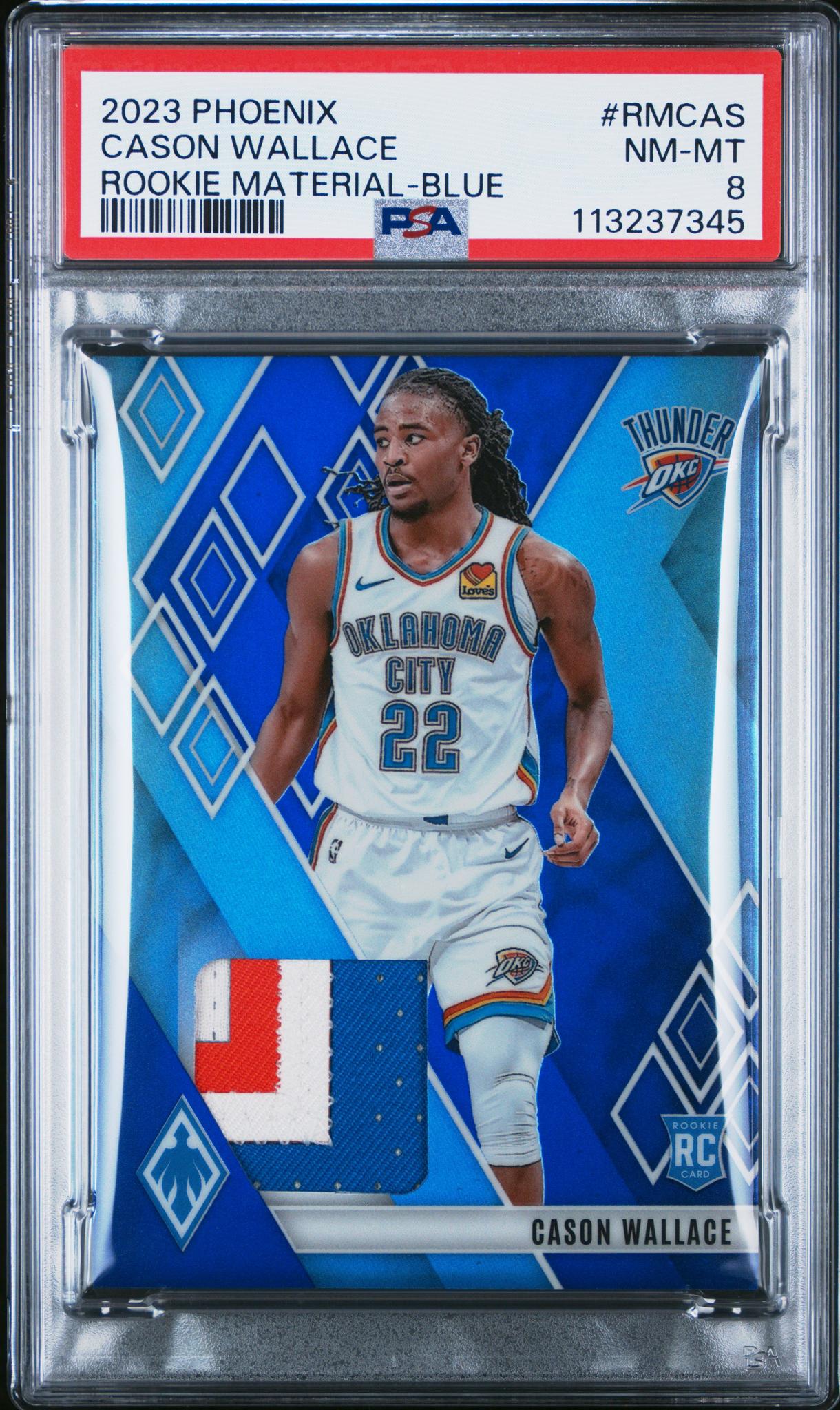 2023 Panini Phoenix Rookie Material Blue Cason Wallace #RMCAS RC Patch /25 PSA 8