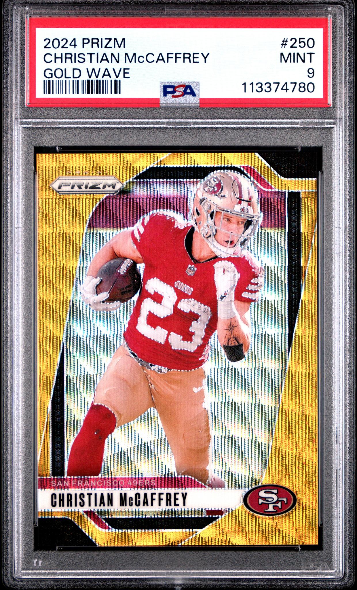 2024 Panini Prizm Gold Wave Christian Mccaffrey #250 /10 PSA 9