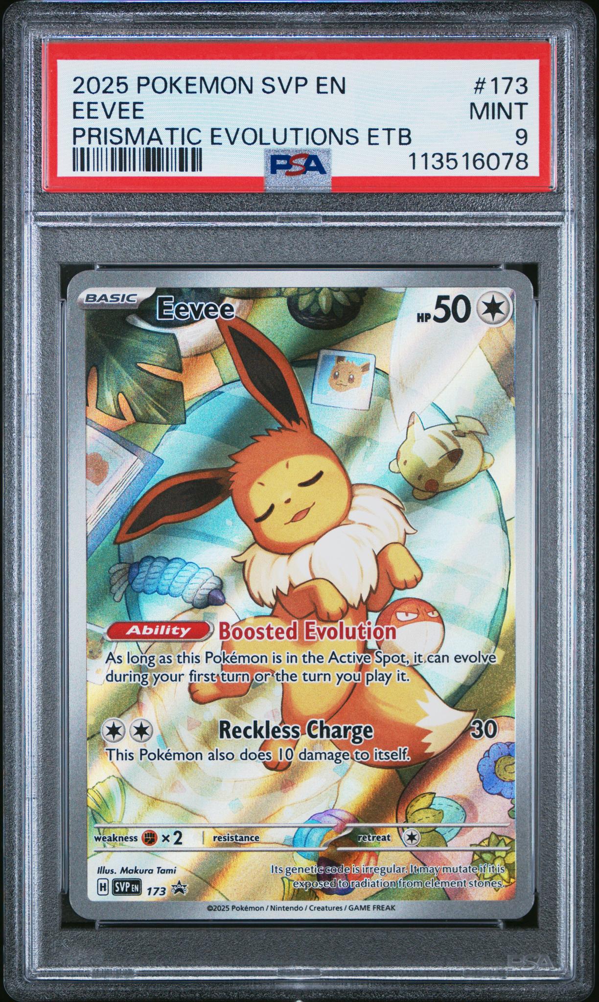 2025 Pokemon #173 Eevee Prismatic Evolutions ETB PSA 9