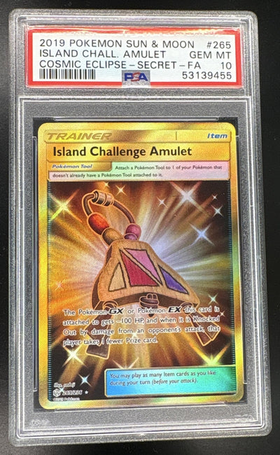 2019 Pokemon Sun and Moon Cosmic Eclipse Island Challenge Amulet #265 /236 PSA 10