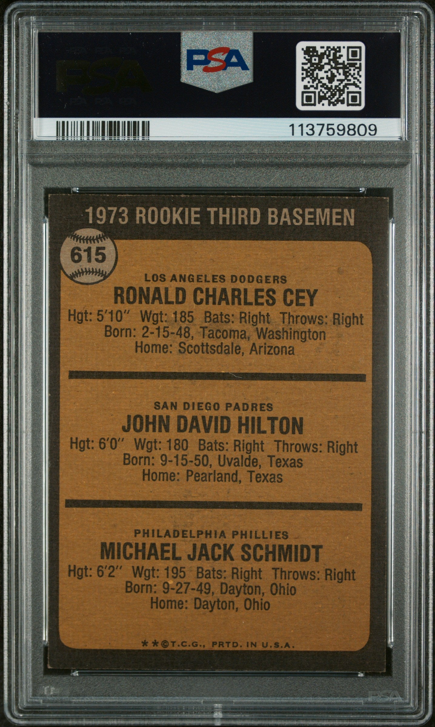 1973 Topps Cey Hilton Schmidt #615 PSA 6