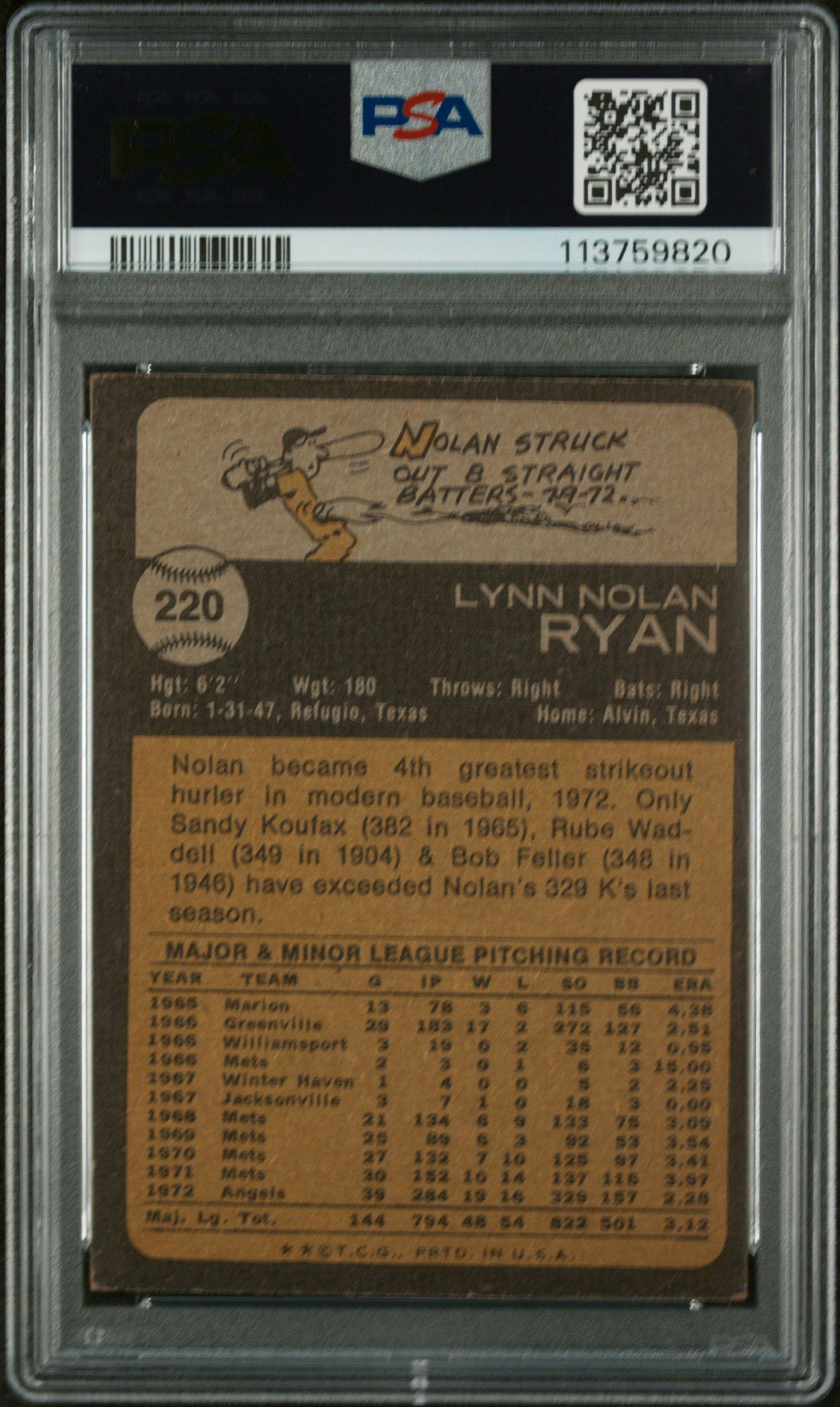 1973 Topps Nolan Ryan #220 PSA 4