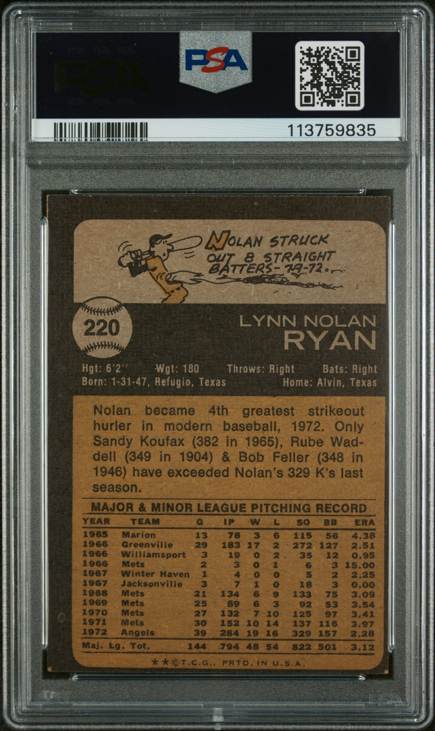 1973 Topps Nolan Ryan #220 PSA 5