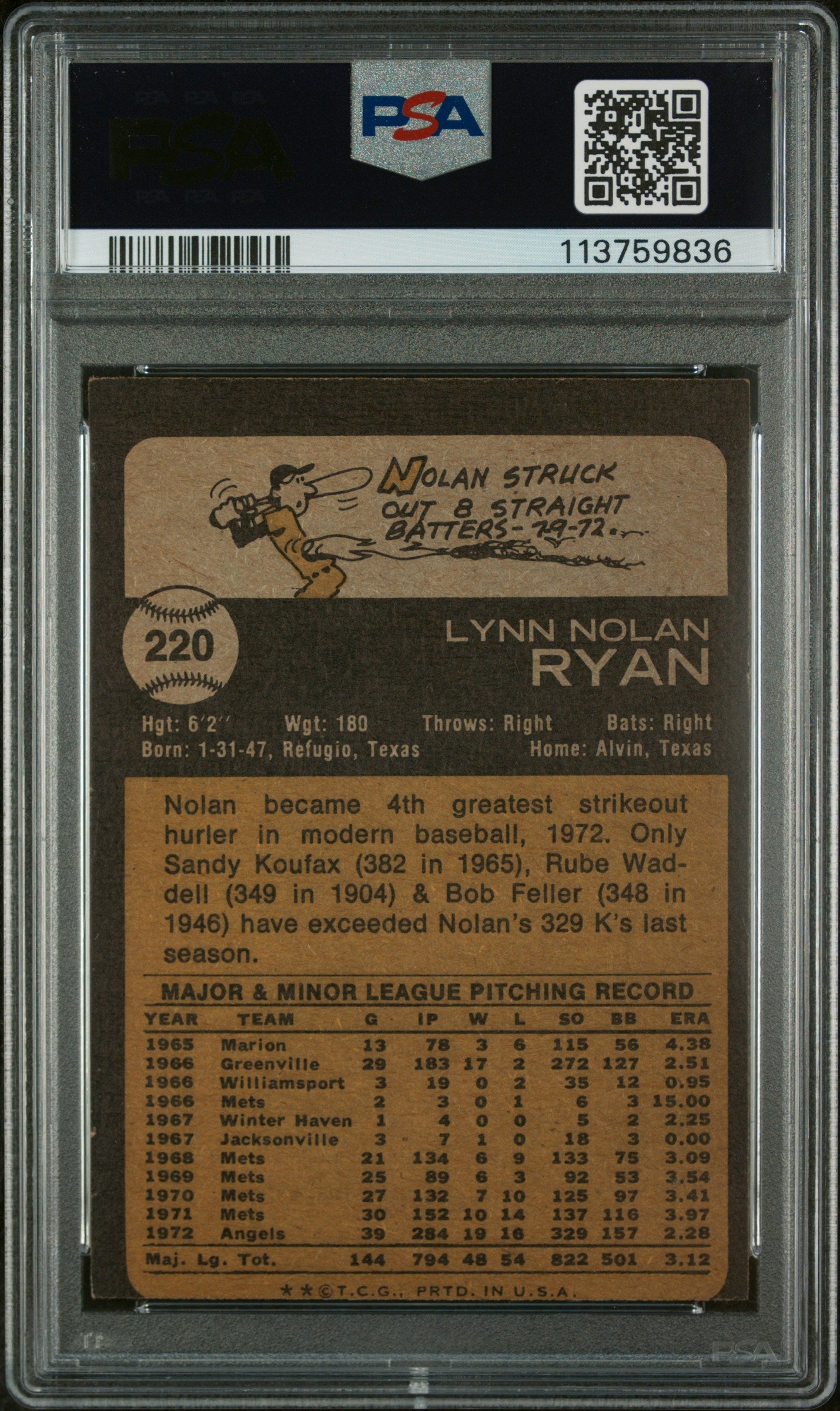 1973 Topps Nolan Ryan #220 PSA 5