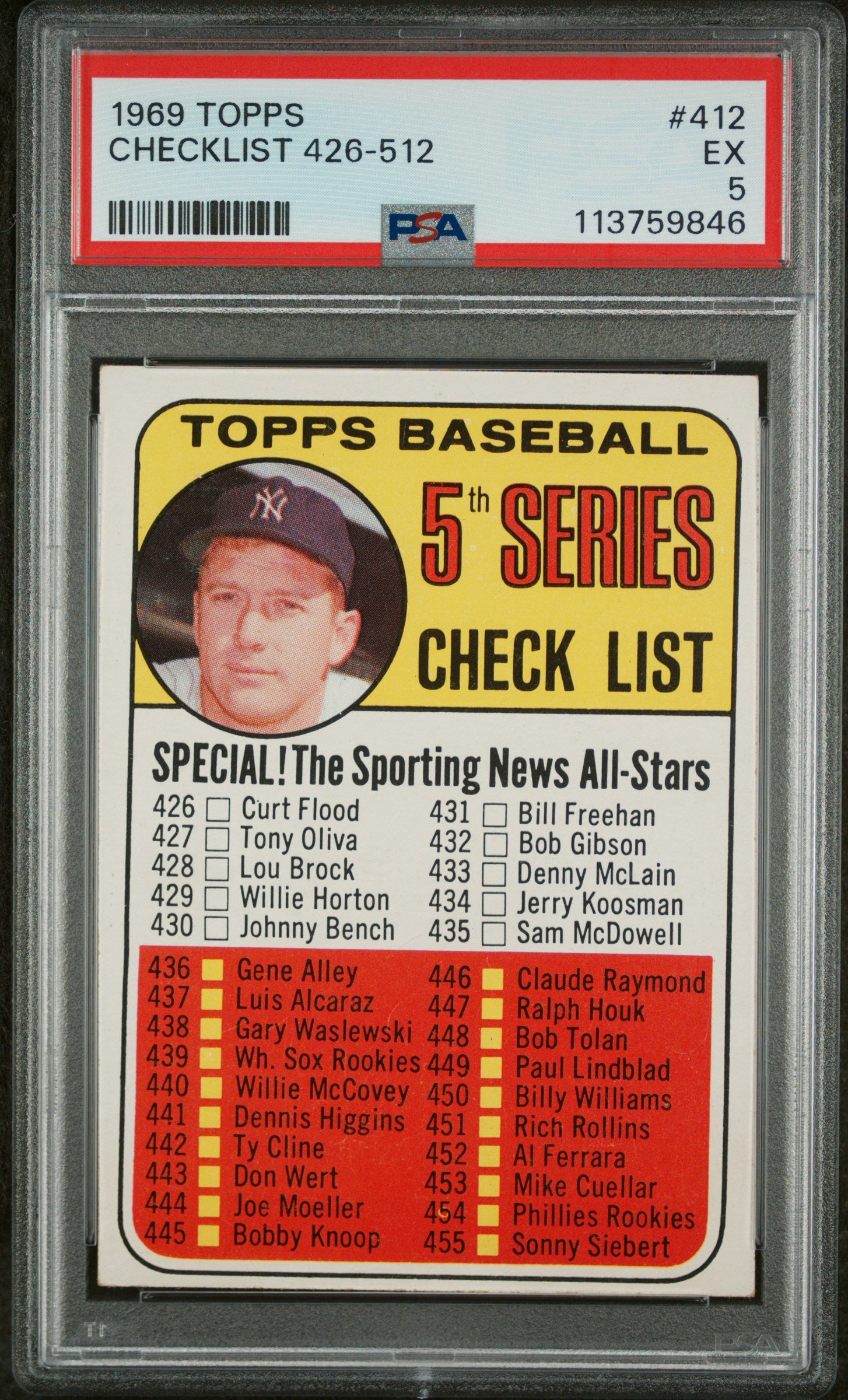 1969 Topps Checklist #412 PSA 5