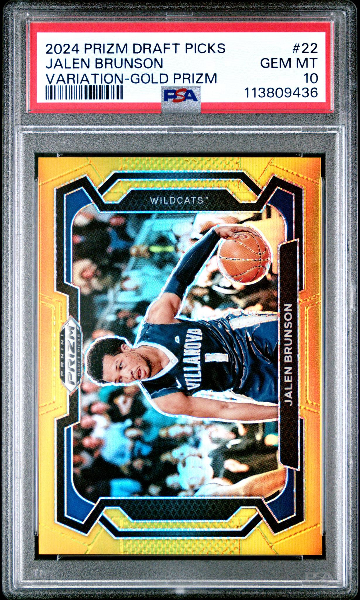 2024 Panini Prizm Draft Picks Variation Gold Prizm Jalen Brunson #22 /10 PSA 10