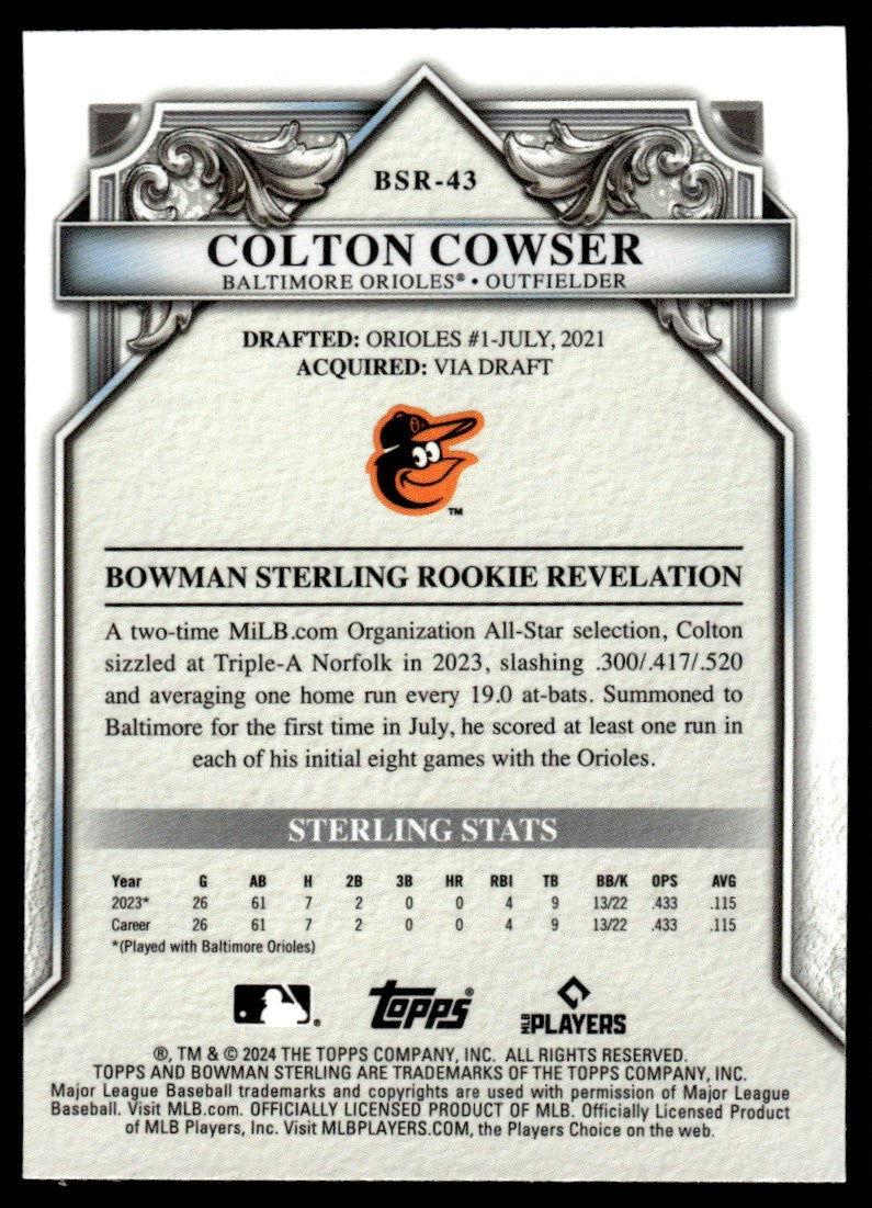 2024 Bowman Sterling #BSR-43 Colton Cowser Rookie Revelation Rookie /50