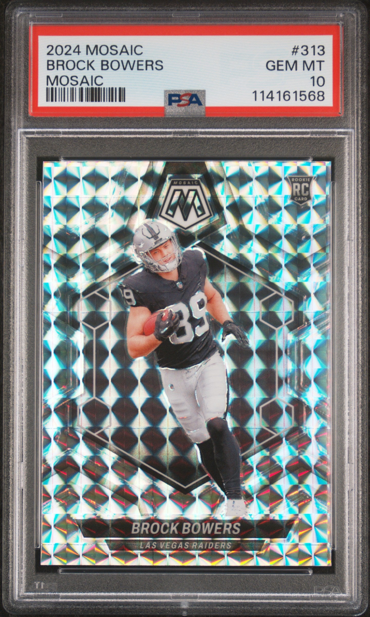 2024 Panini Mosaic Mosaic Brock Bowers #313 RC Prizm PSA 10