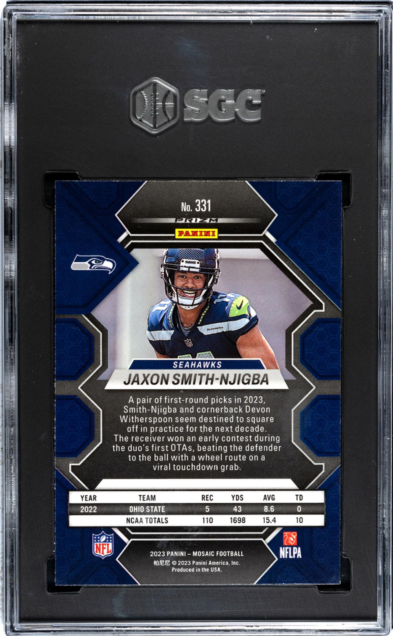 2023 Panini Mosaic #331 Jaxon Smith-Njigba Mosaic Prizm   SGC 8.5