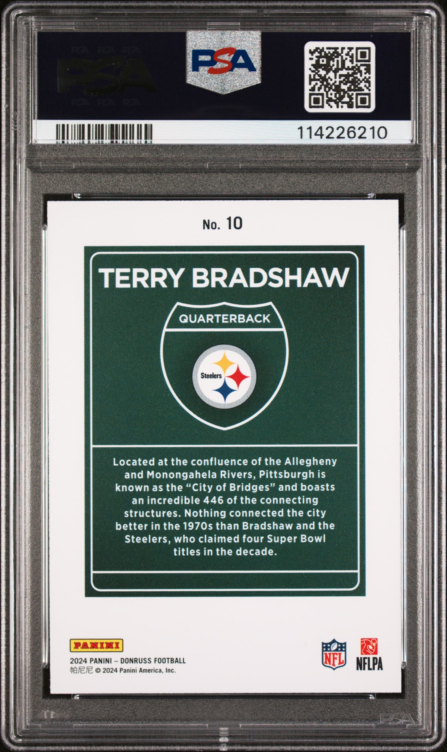 2024 Panini Donruss Downtown Terry Bradshaw #10 PSA 10