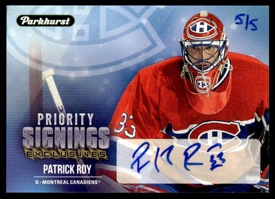 2022 Parkhurst Priority Signings Exclusives Patrick Roy Auto #PS /5