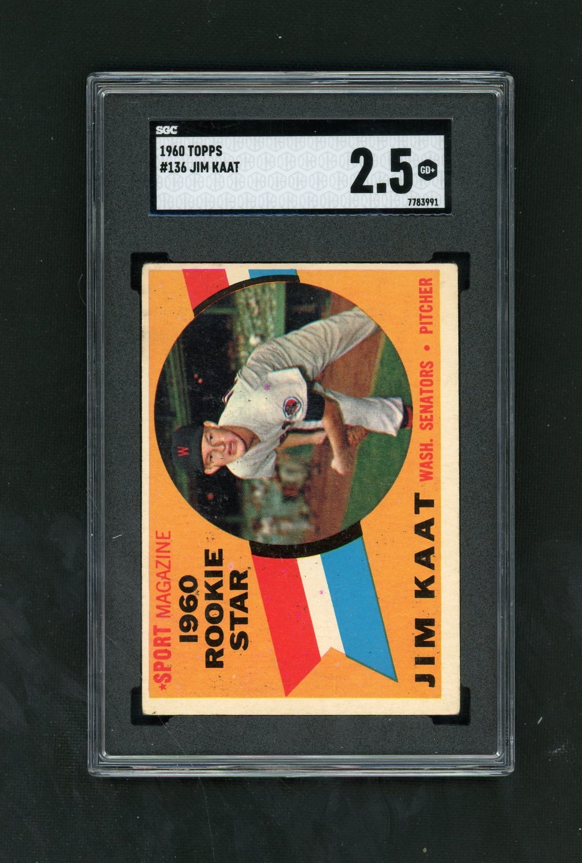 1960 Topps #136 Jim Kaat SGC 2.5