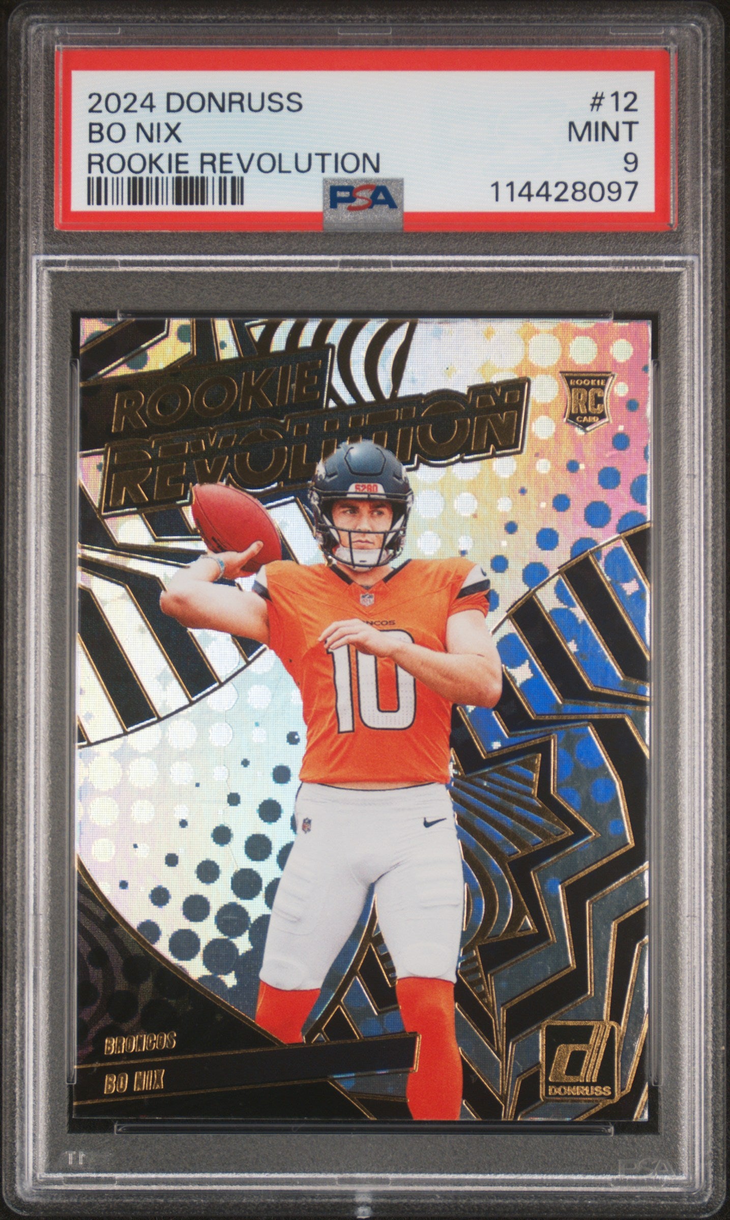 2024 Panini Donruss Rookie Revolution Bo Nix #12 RC PSA 9