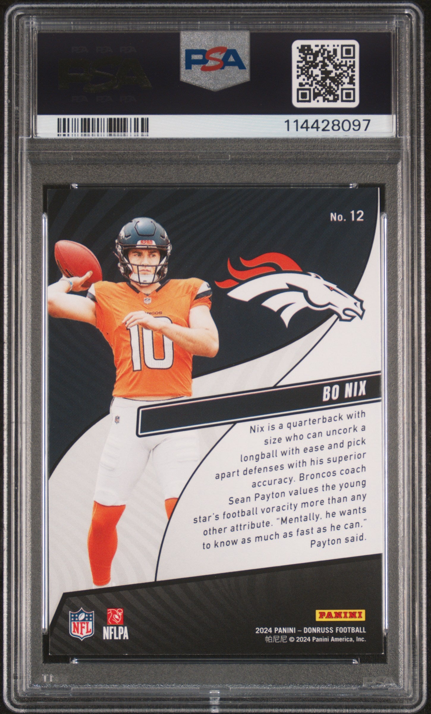 2024 Panini Donruss Rookie Revolution Bo Nix #12 RC PSA 9