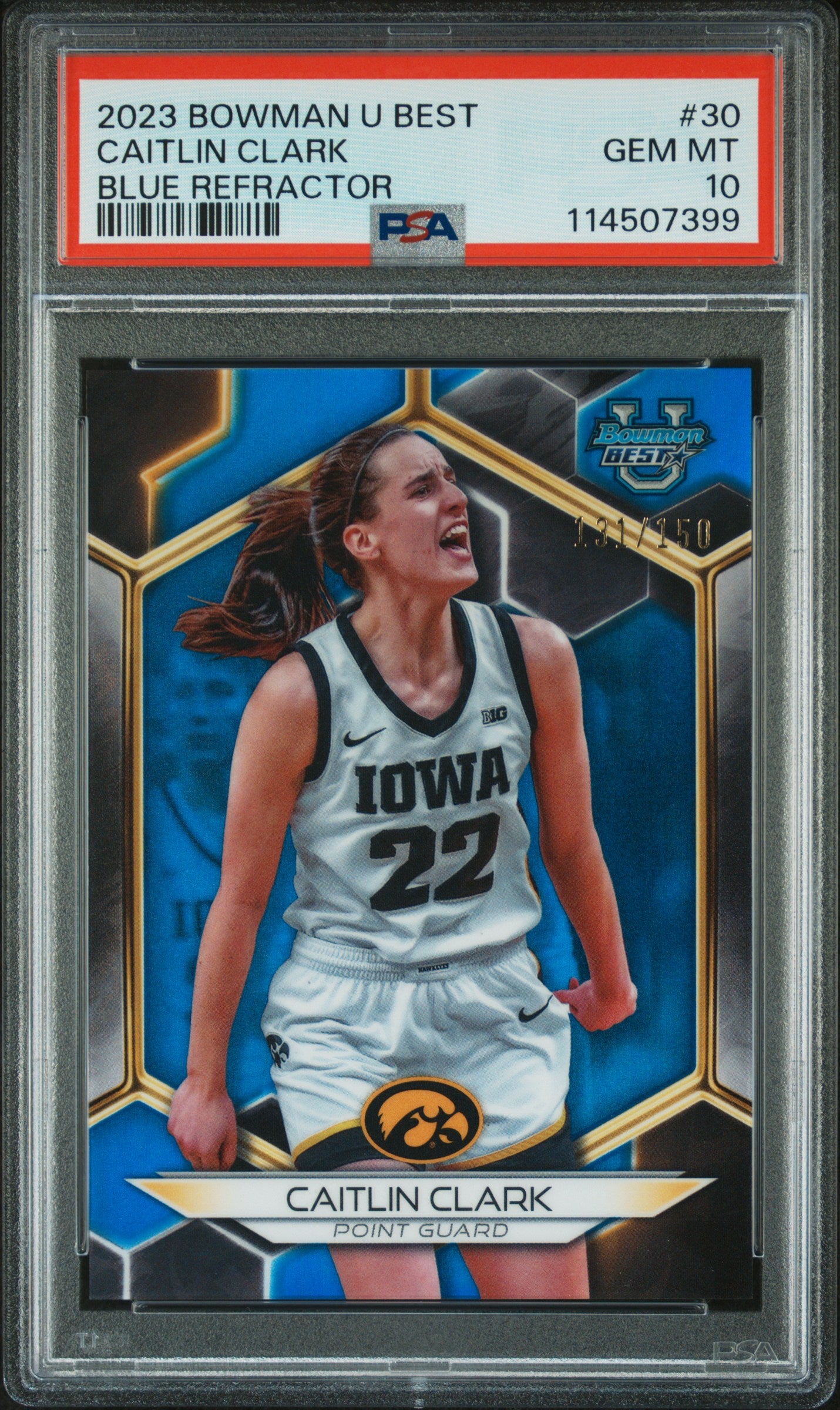 2023 Bowman U Best Blue Refractor Caitlin Clark #30 /150 PSA 10