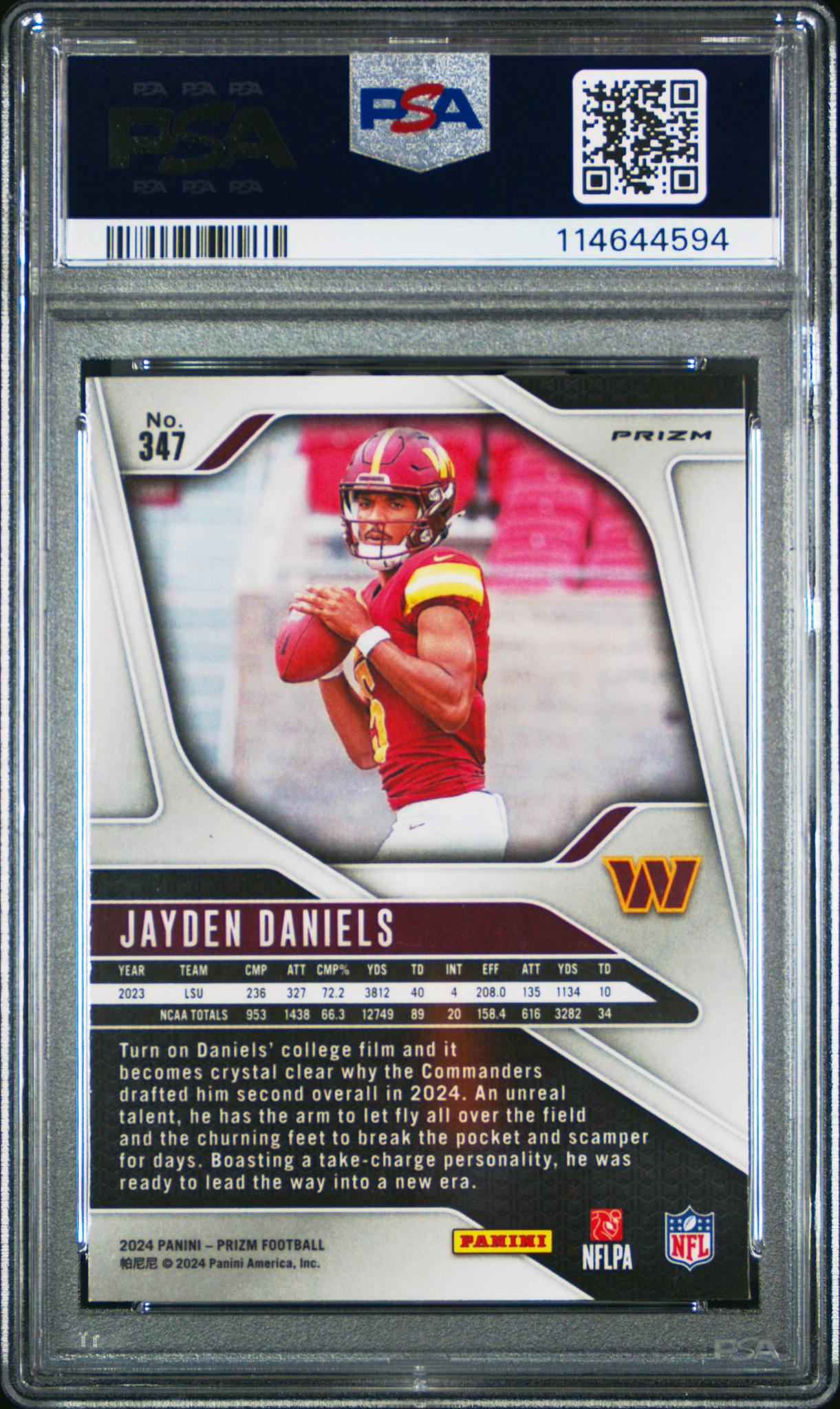 2024 Panini Prizm Red White and Blue Prizm Jayden Daniels #347 PSA 9