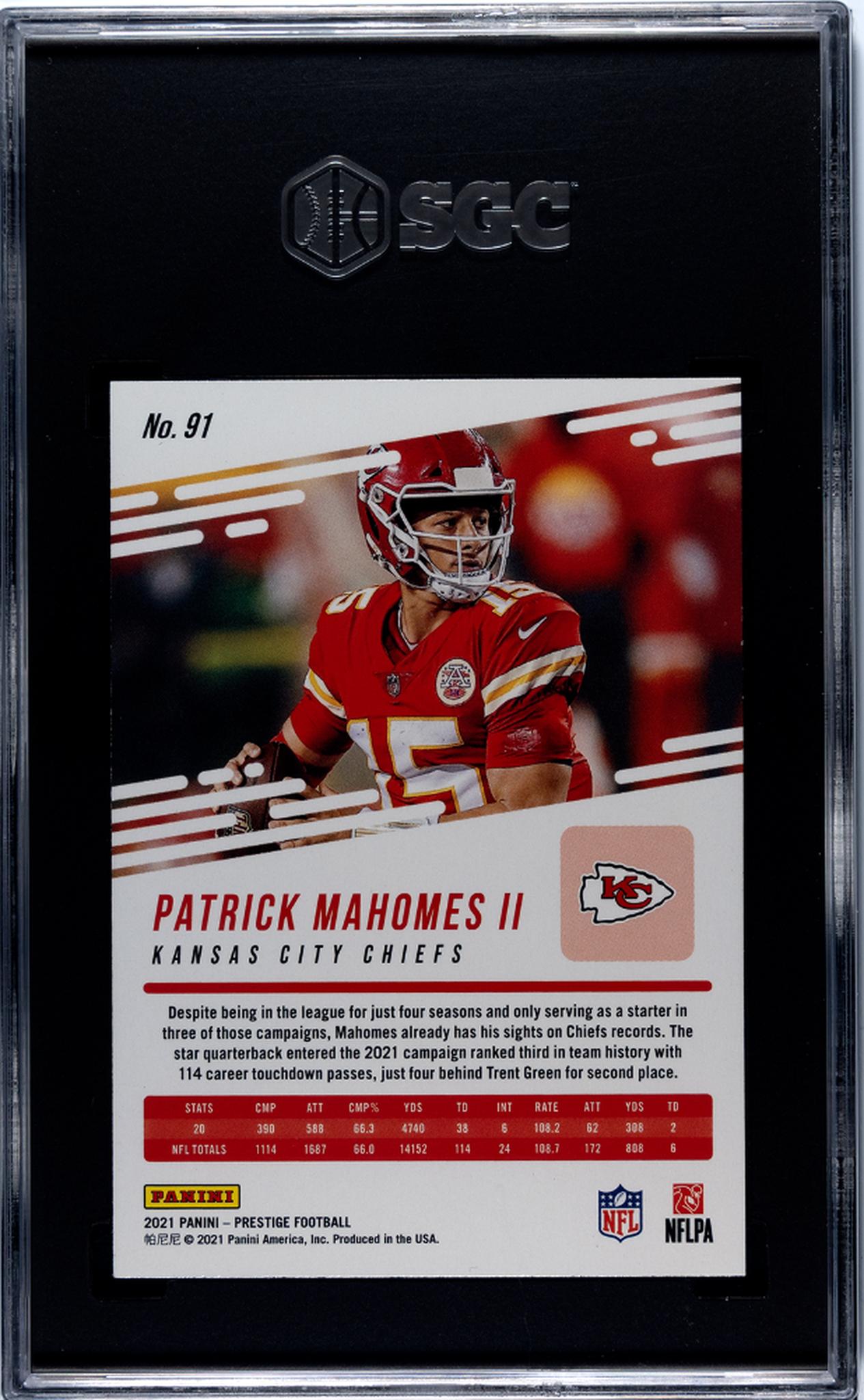 2021 Panini Prestige Patrick Mahomes II #91 SGC 9.5