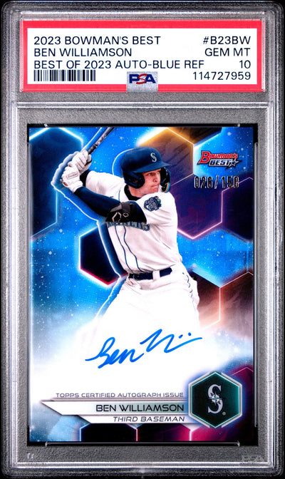 2023 Bowman's Best Ben Williamson #B23BW Best of 2023 Auto-Blue Ref /150 PSA 10