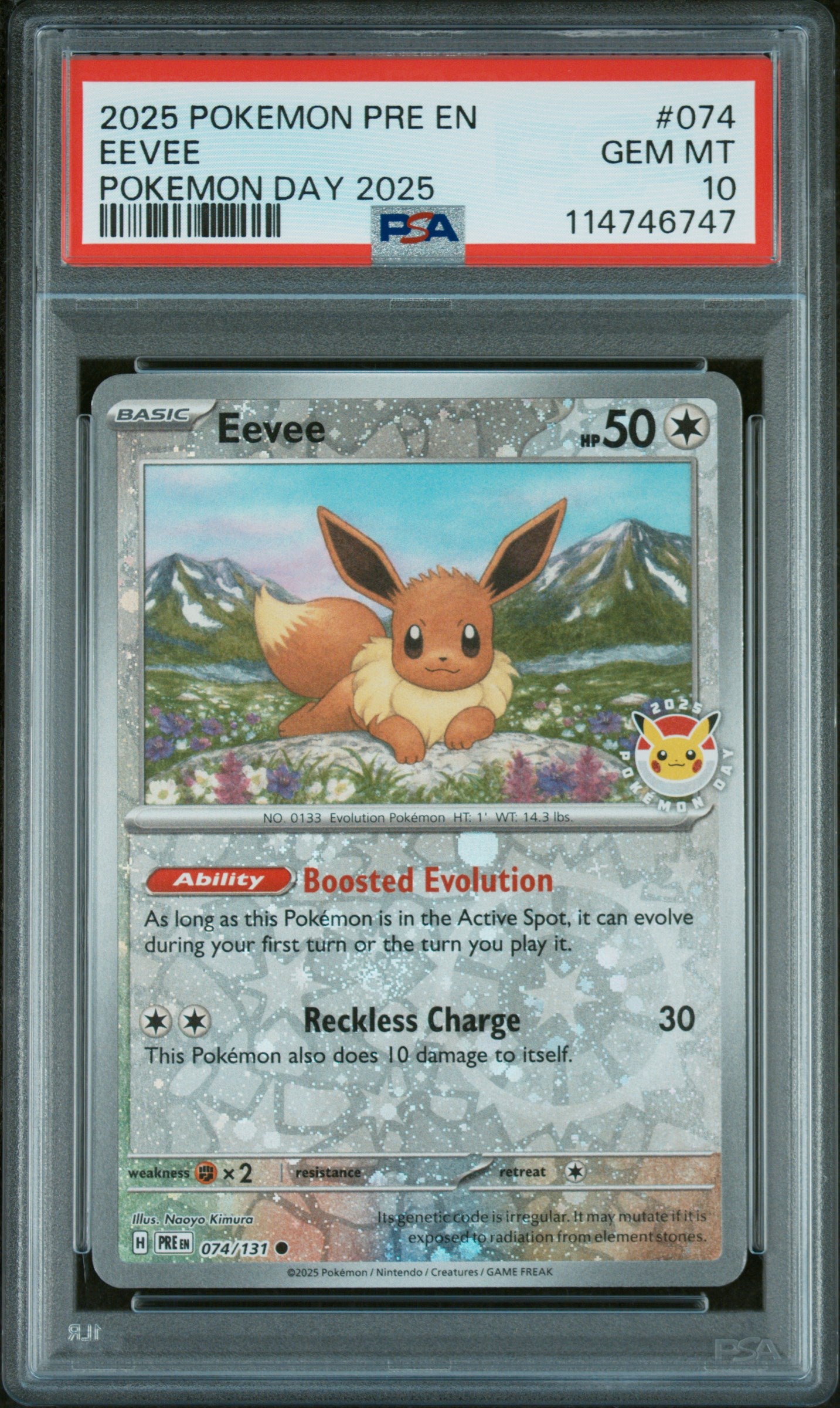 2025 Pokémon Promo Eevee #074 Holo PSA 10