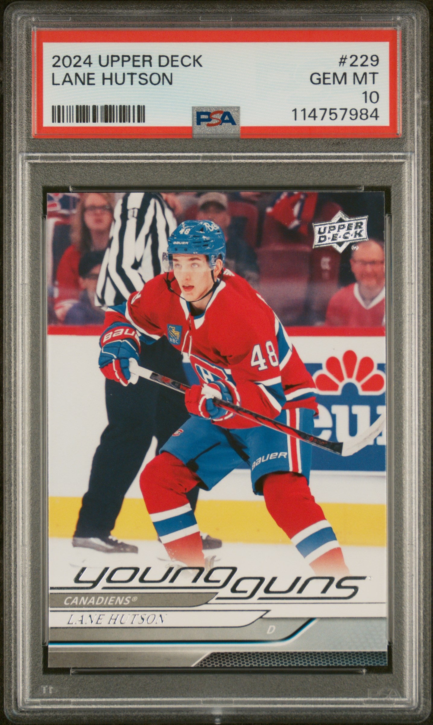 2024 Upper Deck Series 1 Young Guns Lane Hutson #229 RC PSA 10