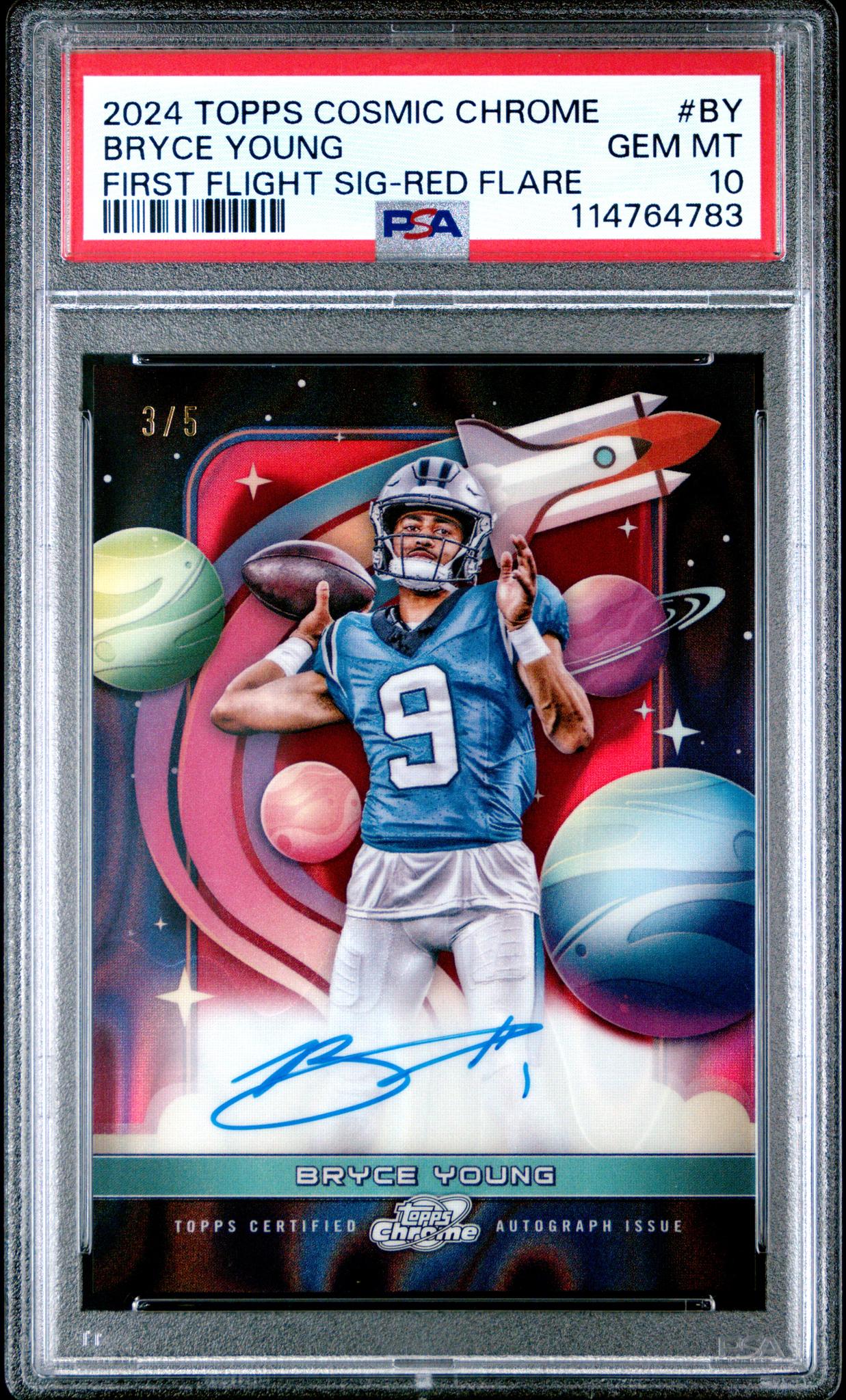 2024 Topps Cosmic Chrome #BY Bryce Young First Flight Signatures /5 PSA 10