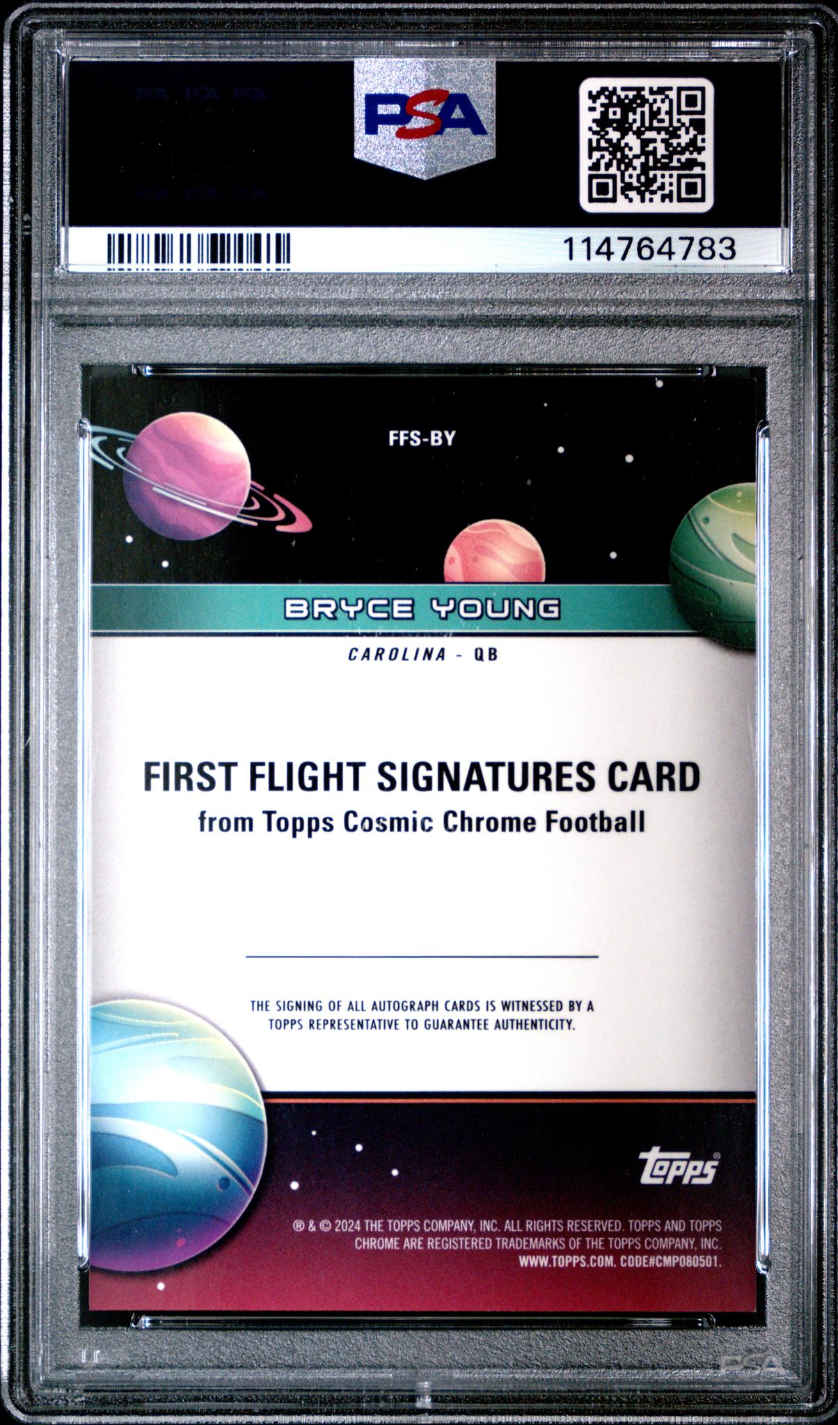 2024 Topps Cosmic Chrome #BY Bryce Young First Flight Signatures /5 PSA 10