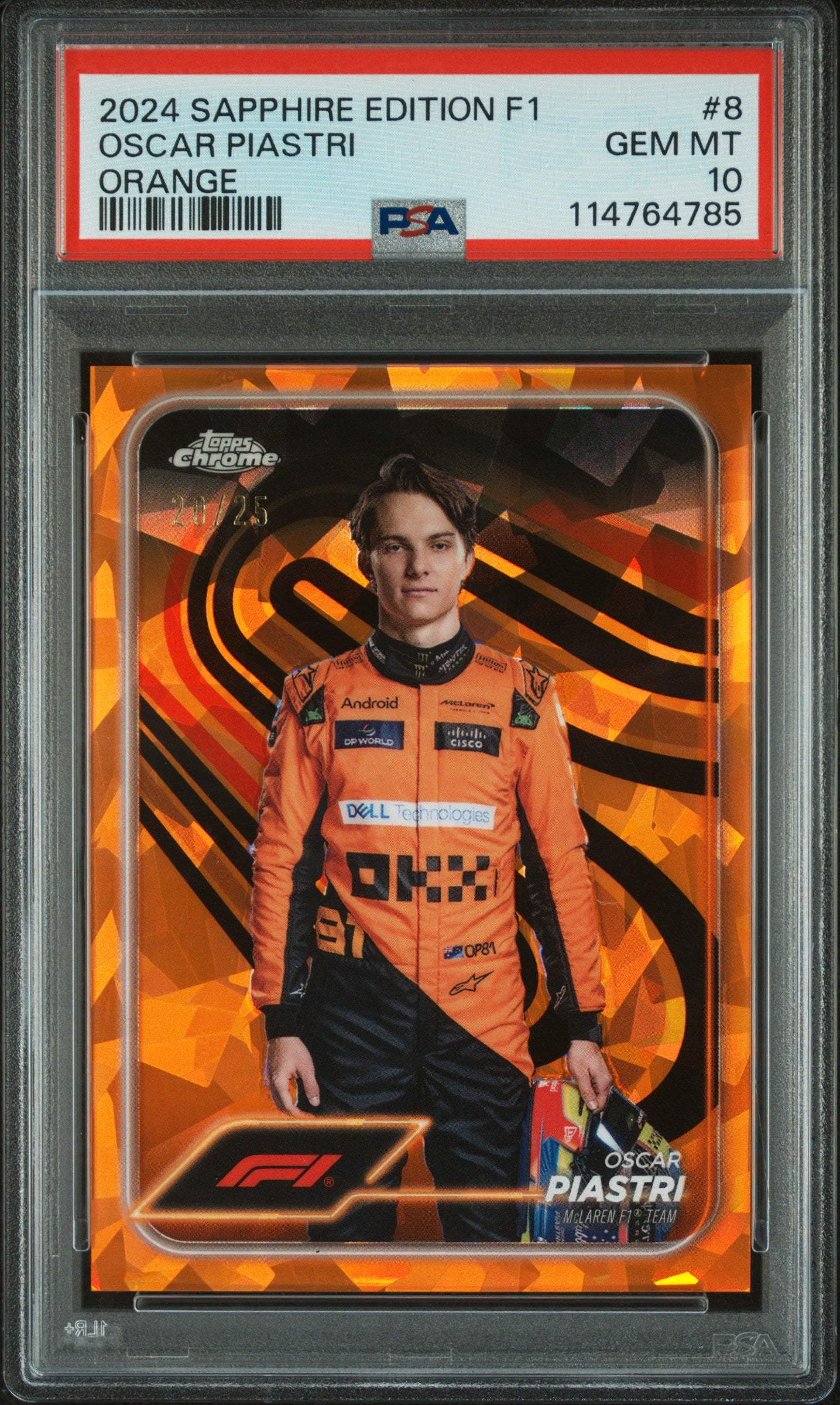 2024 Chrome #8 Oscar Piastri Sapphire Edition F1 /25 PSA 10