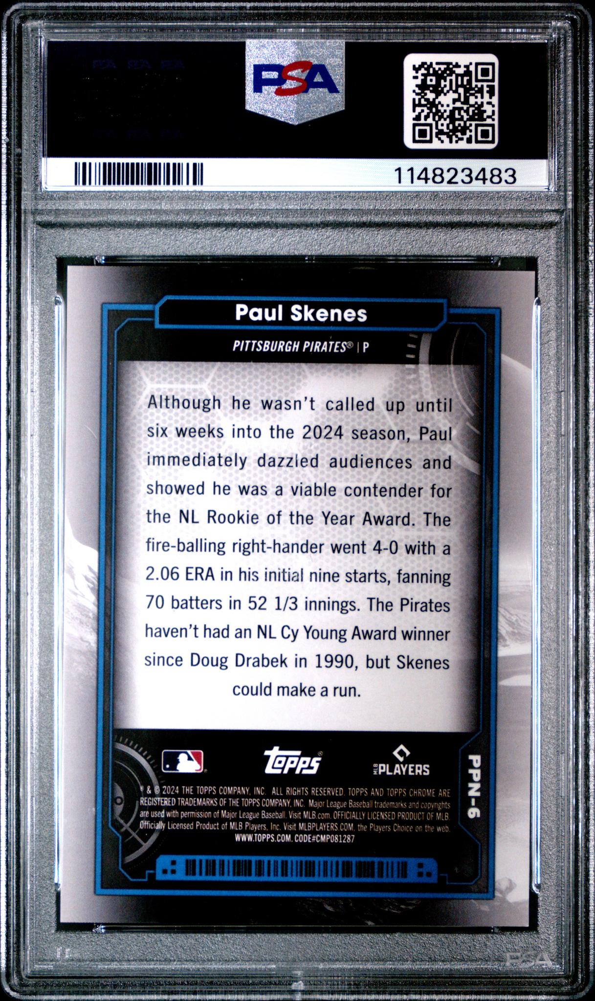 2024 Topps Chrome Cosmic Planetary Pursuit Neptune Paul Skenes #PPN-6 RC PSA 8