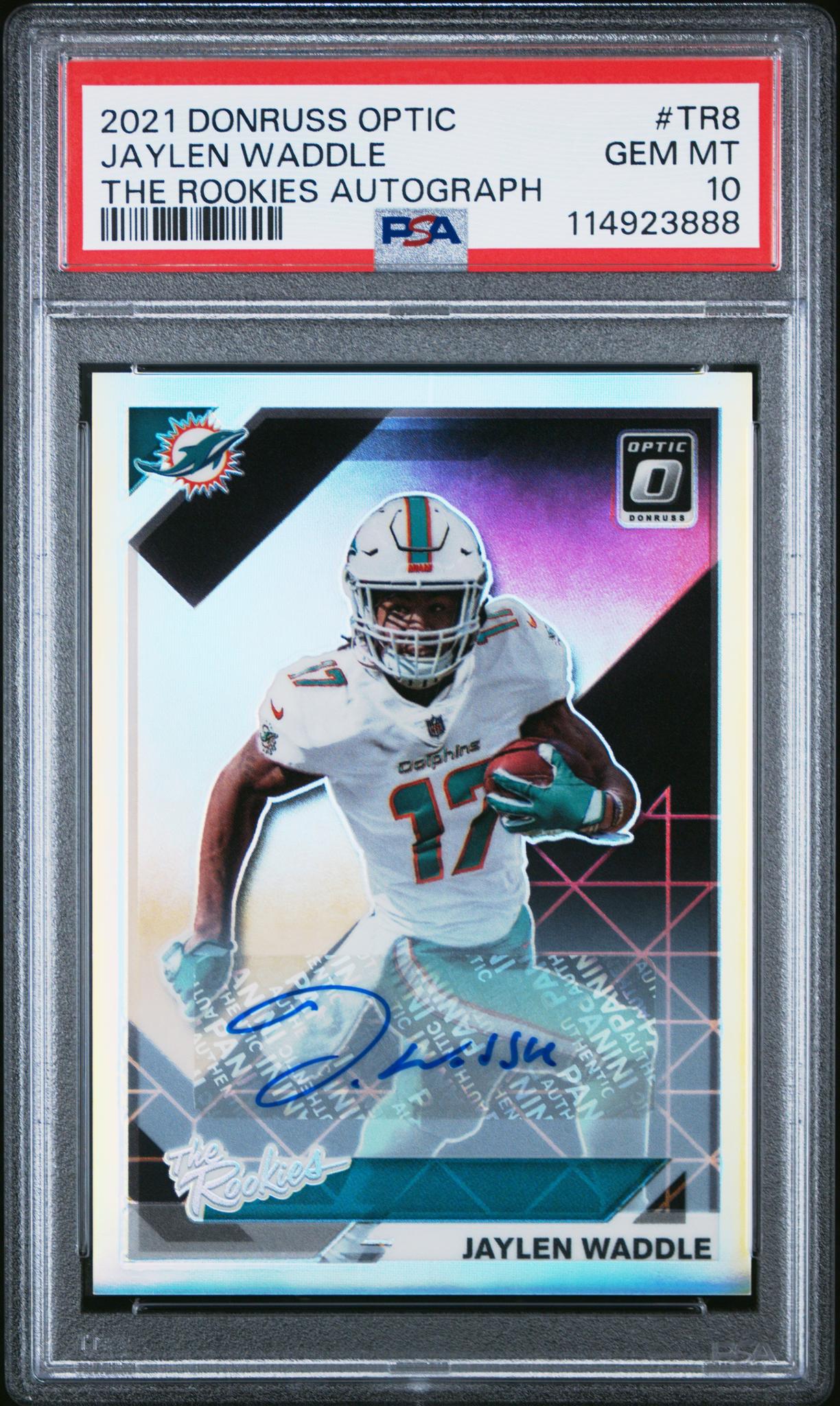 2021 Panini Donruss Optic The Rookies Prizm Jaylen Waddle #TR-8 Auto /99 PSA 10