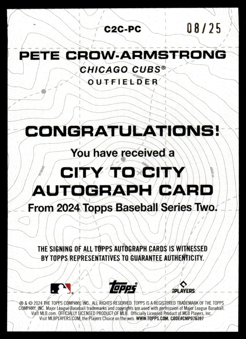 2024 Topps #C2C-PC Pete Crow-Armstrong City to City Rookie /25 Auto Cubs