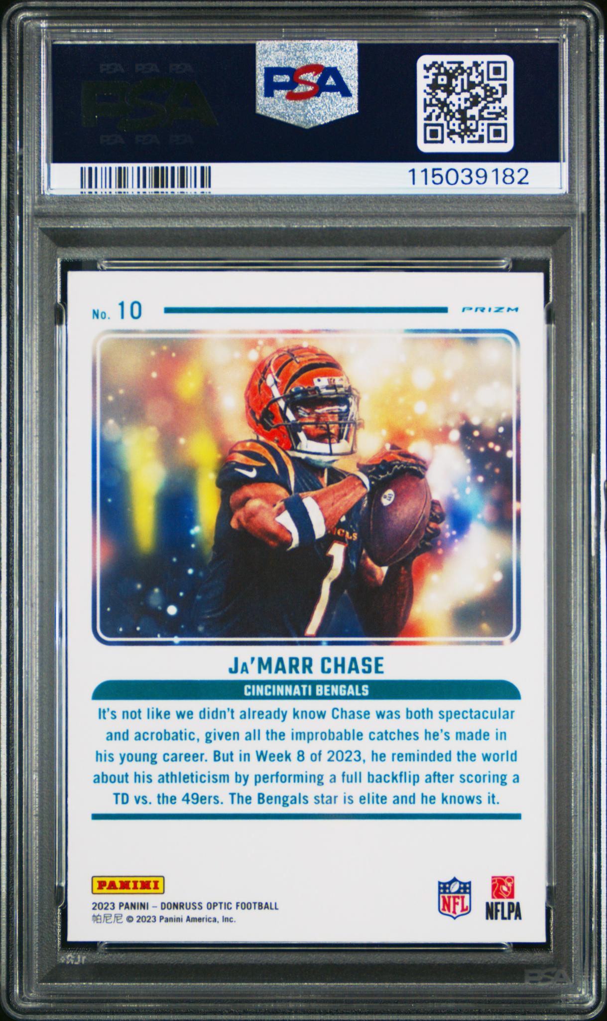2023 Panini Donruss Optic Mythical Ja'Marr Chase #10 PSA 8