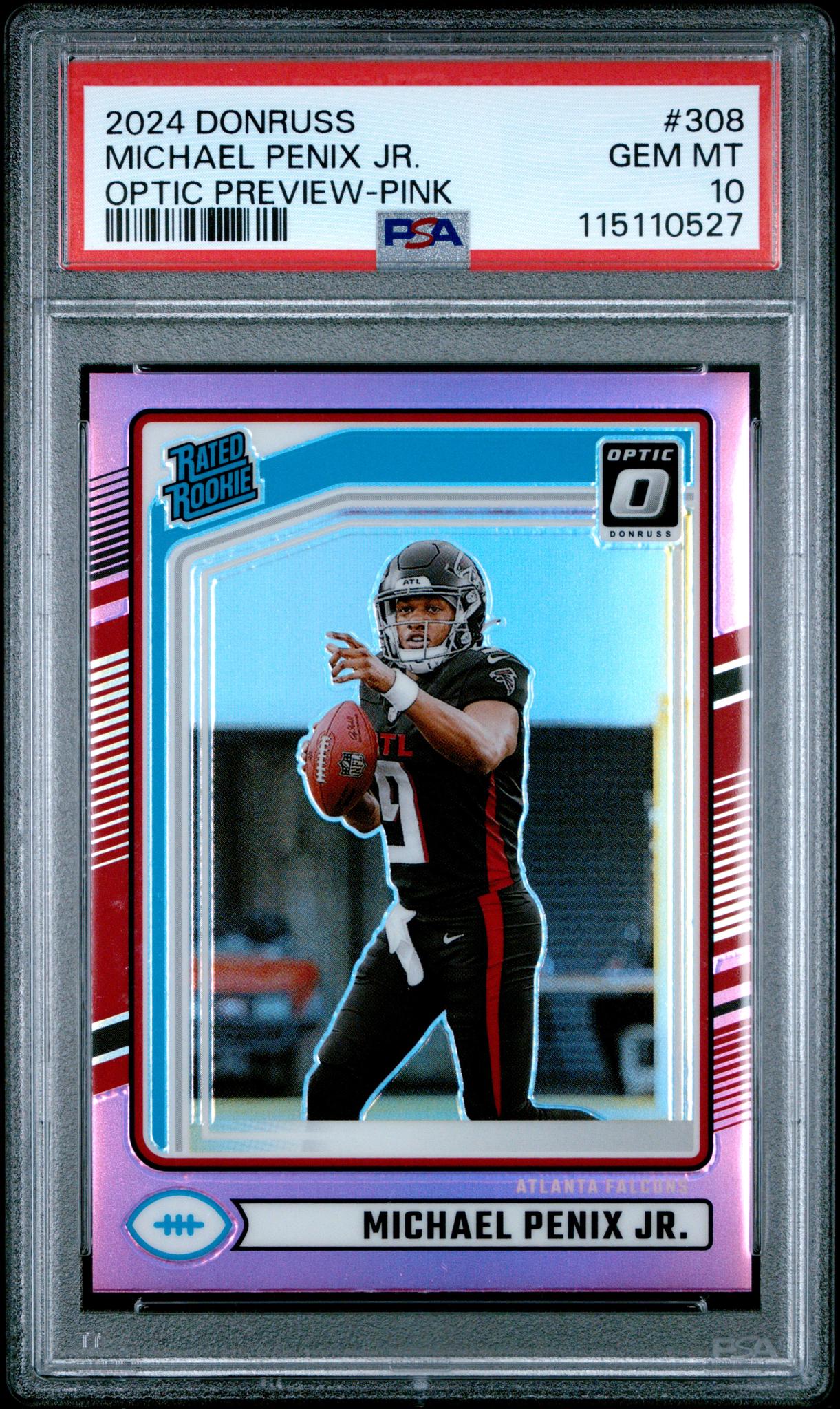 2024 Panini Donruss Optic Preview Pink Michael Penix Jr. #308 RC PSA 10