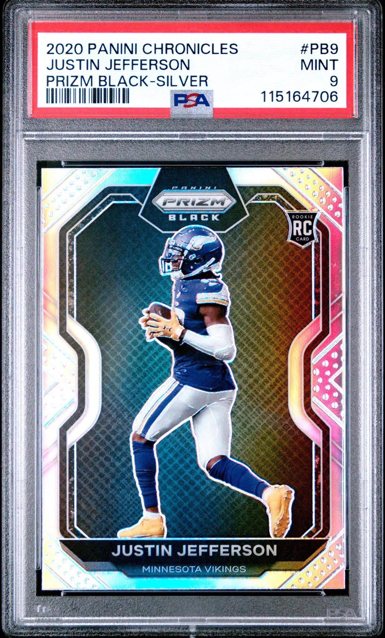2020 Panini Chronicles Prizm Black Silver Justin Jefferson #PB9 RC PSA 9