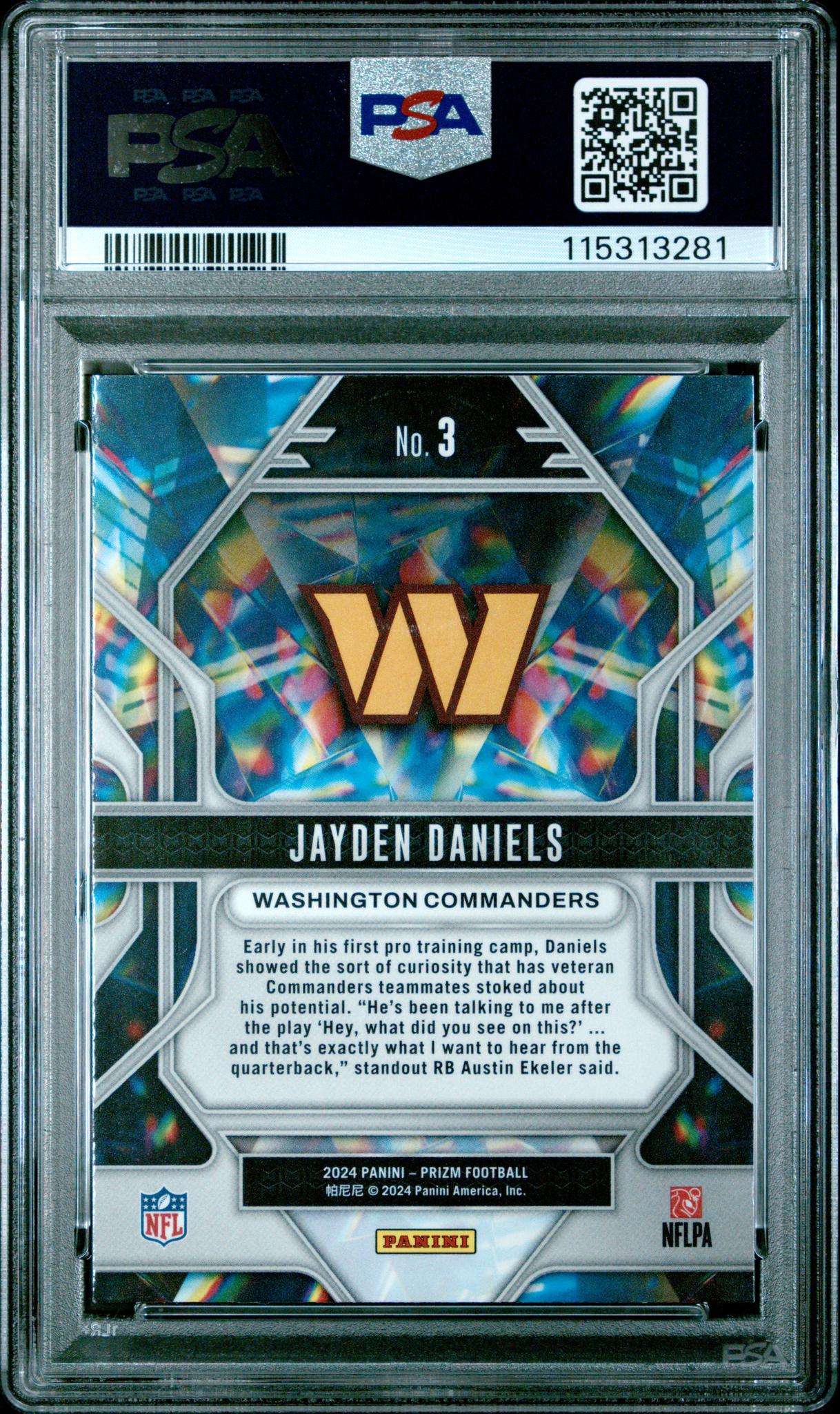 2024 Panini Prizm Prizmatic Jayden Daniels #3 PSA 10