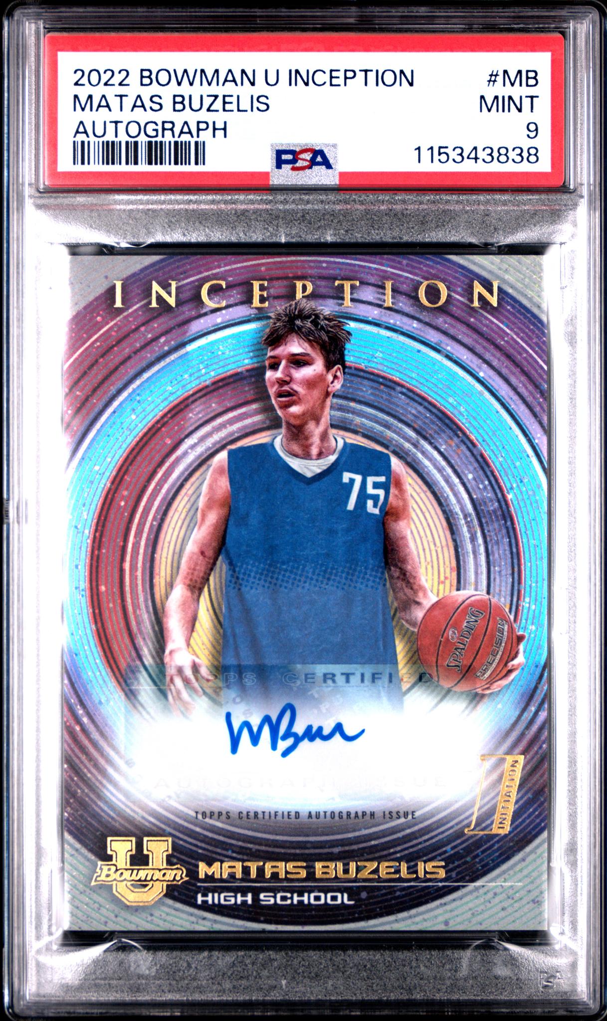 2022 Bowman U Inception #MB Matas Buzelis PSA 9