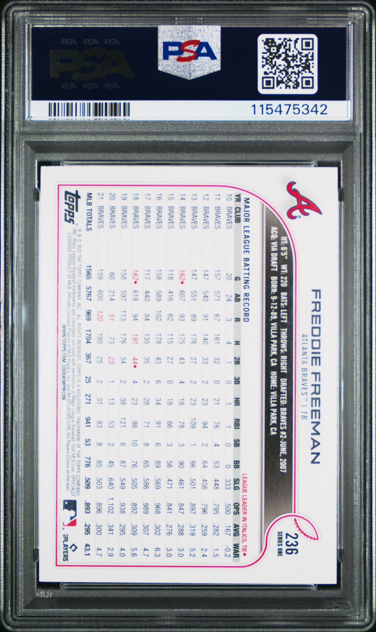 2022 Topps 1st Edition Gold Freddie Freeman #236 PSA 9
