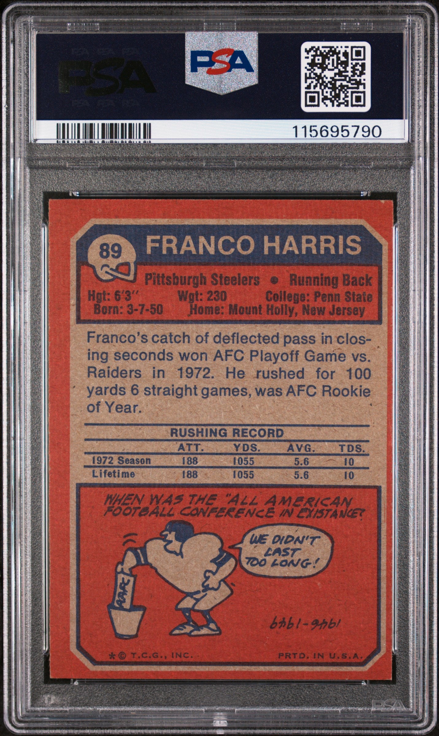 1973 Topps Franco Harris #89 RC PSA 6