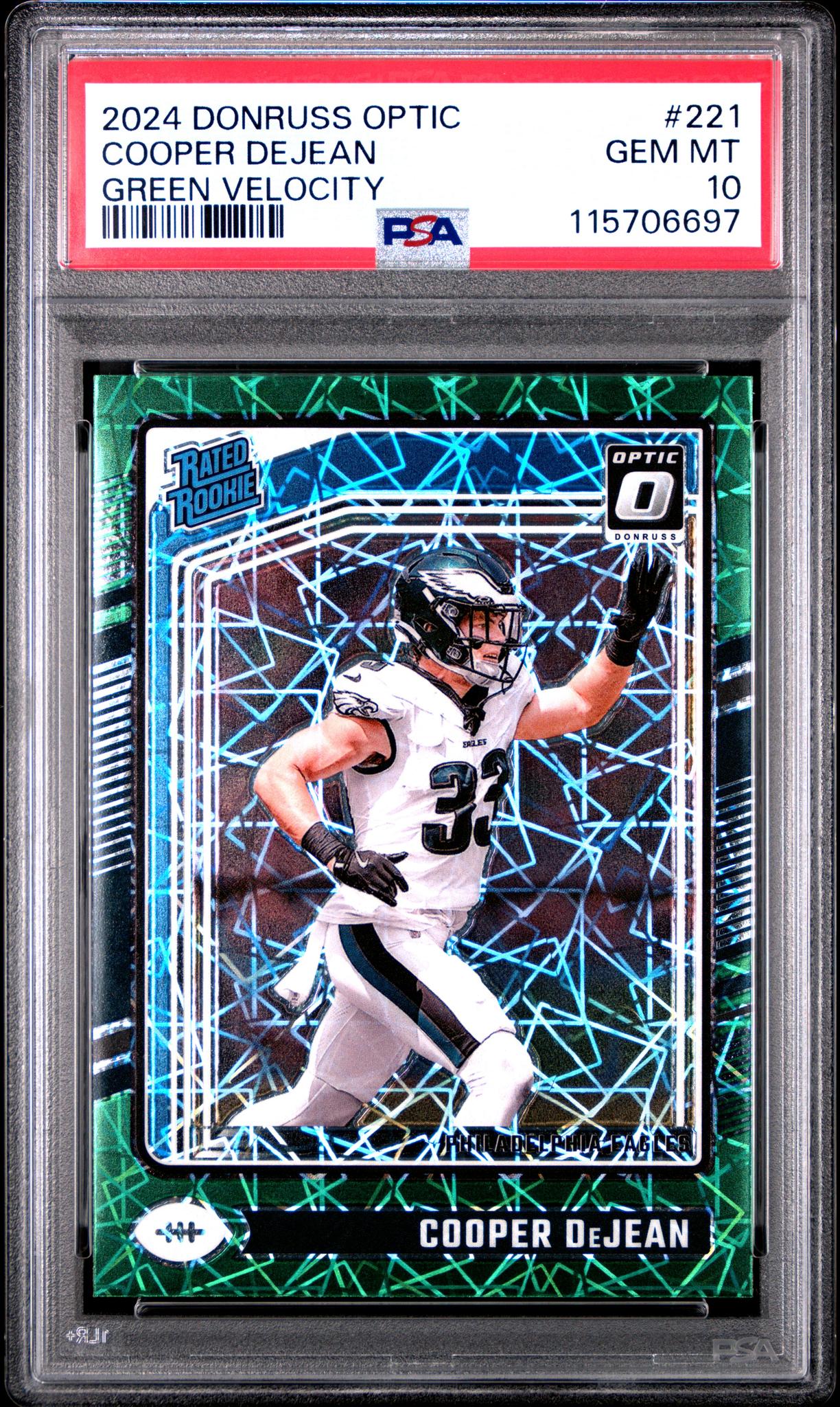 2024 Panini Donruss Optic Green Velocity Cooper DeJean #221 RC PSA 10