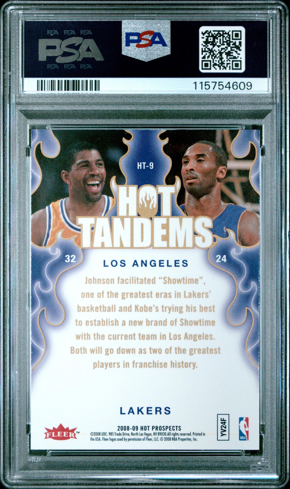 2008 Fleer Hot Prospects Hot Tandems Kobe Bryant/Magic Johnson #HT9 PSA 10