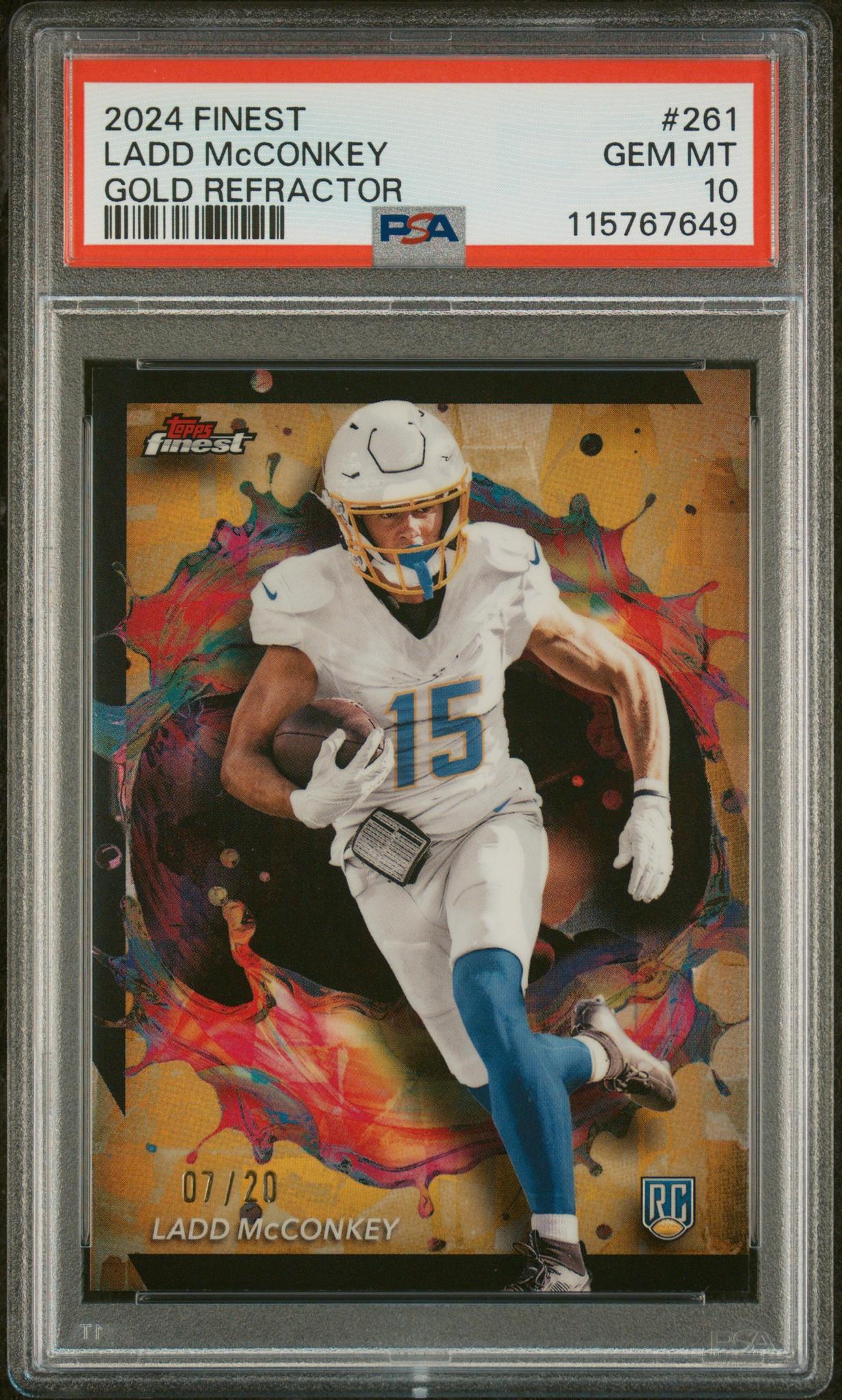 2024 Topps Finest Gold Refractor Ladd Mcconkey #261 /20 PSA 10
