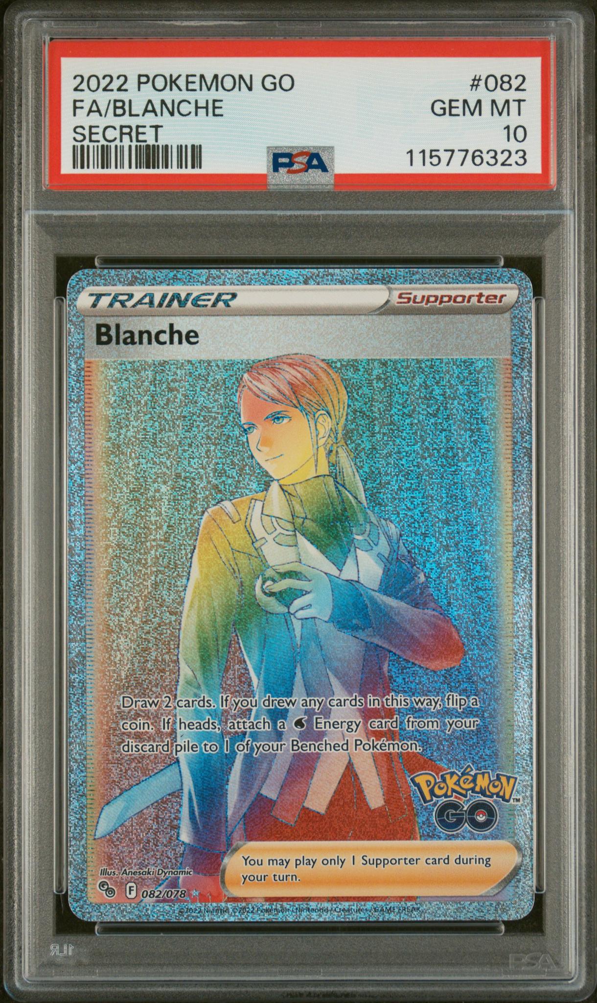 2022 Pokémon Pokémon GO Full Art Trainer Blanche #082/078 Holo PSA 10