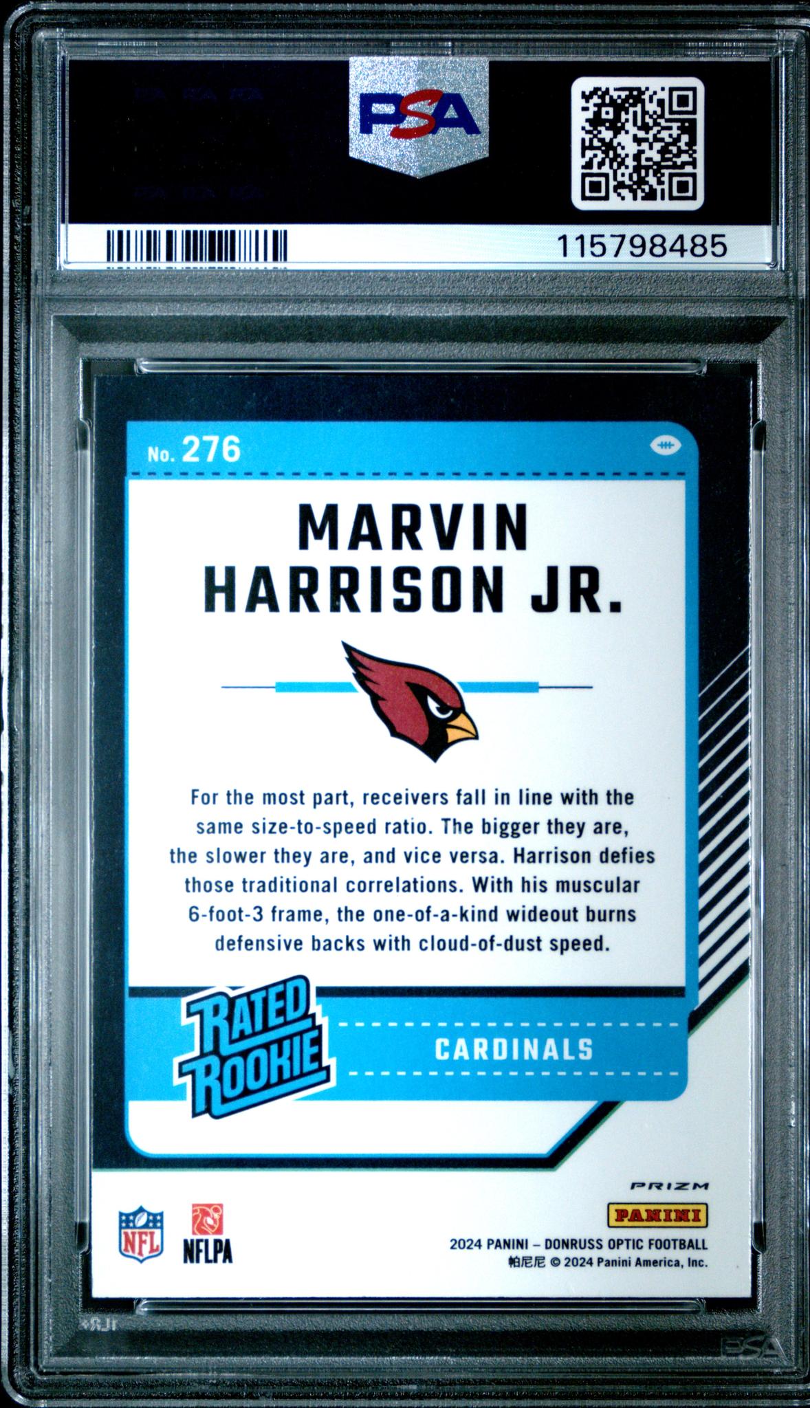 2024 Panini Donruss Optic Holo Marvin Harrison Jr #276 RC PSA 10
