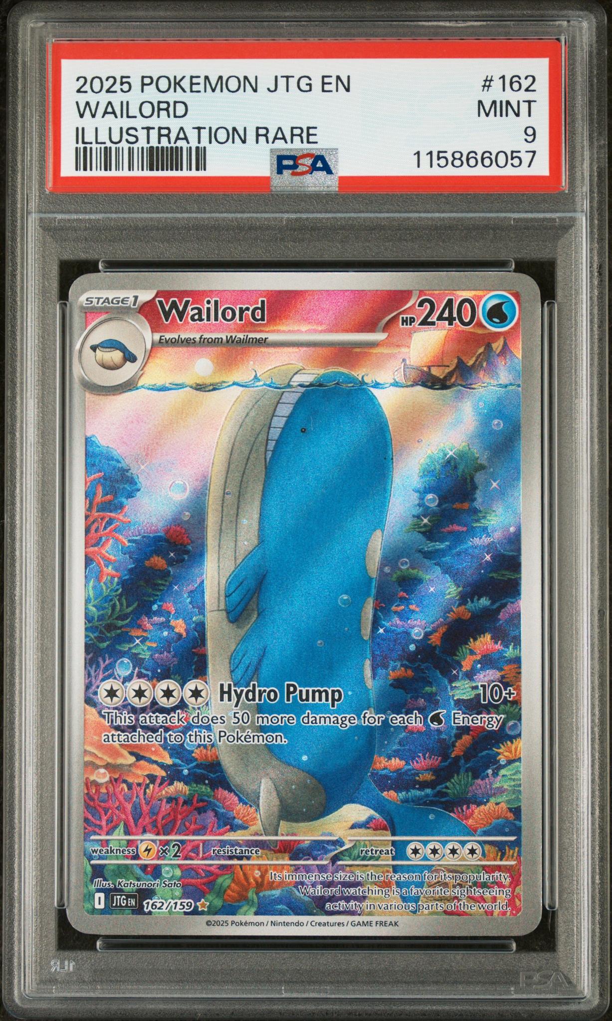 2025 Pokemon #162/159 Wailord Illustration Rare PSA 9