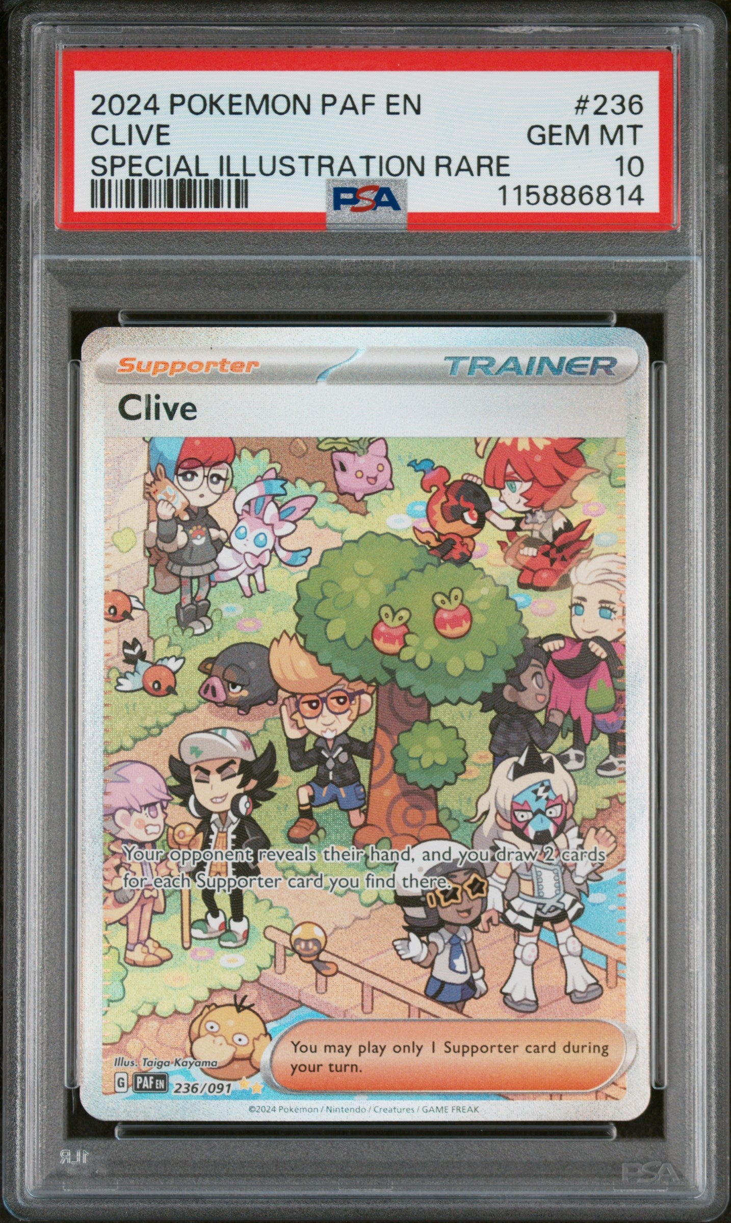 2024 Pokémon PAF Special Illustration Rare Trainer Clive #236 PSA 10